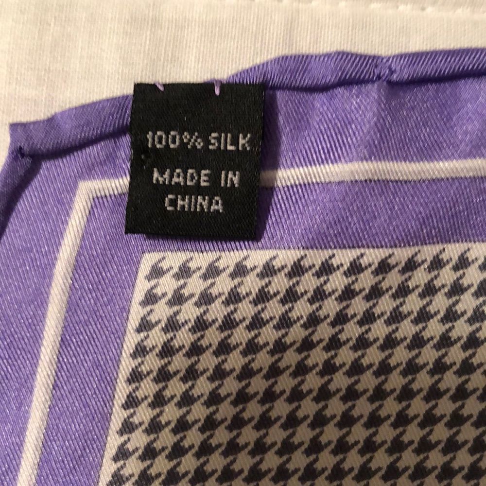 Lavender white coral blue black houndstooth plaid paisley 💯 Silk Pocket Square - Picture 7 of 8